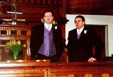 Bride and groom leaving church; Actual size=180 pixels wide